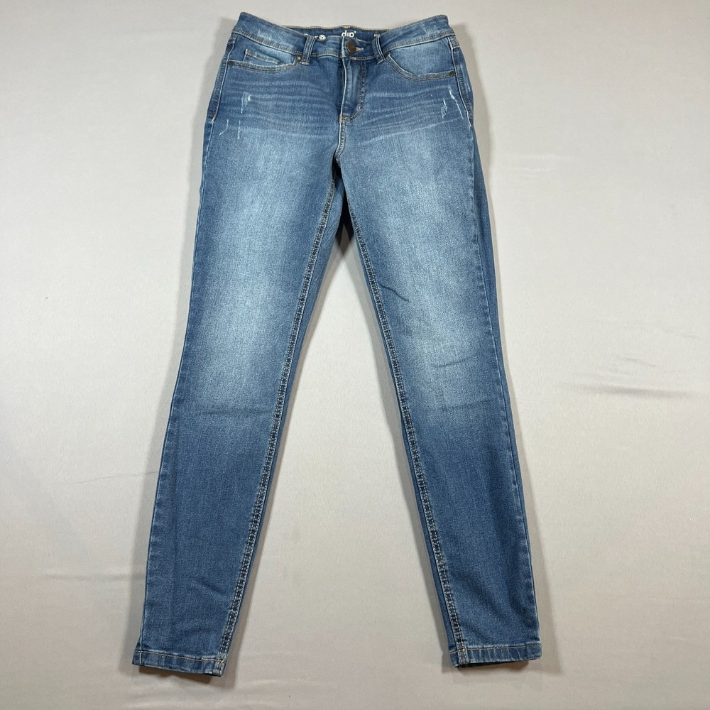 Dip Skinny Leg Jeans Womens 6 Blue Denim Stretch Mid Rise Medium Wash Zip Fly